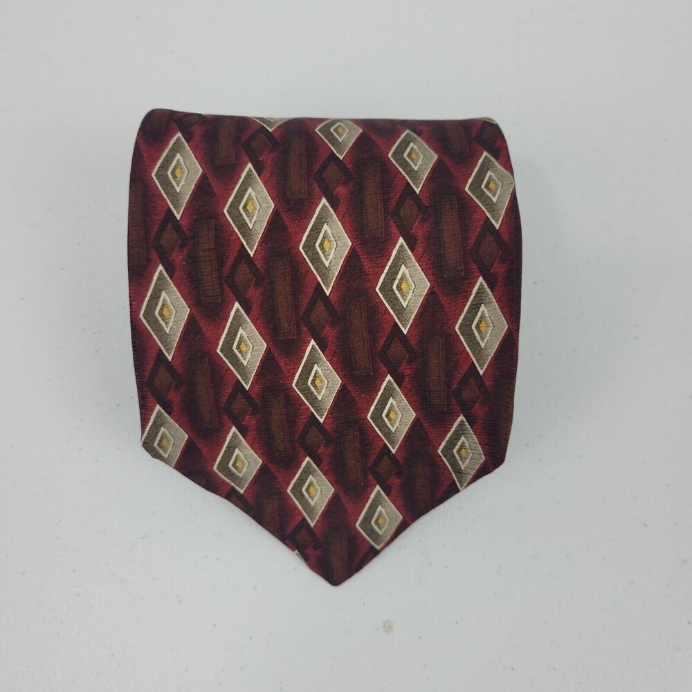 Robert Talbott tie mens red geometric 132 silk USA‎